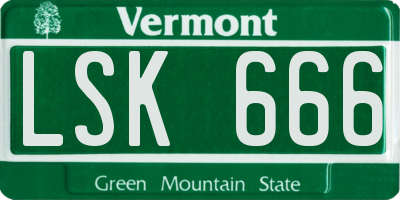 VT license plate LSK666