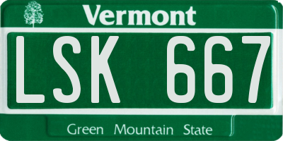 VT license plate LSK667