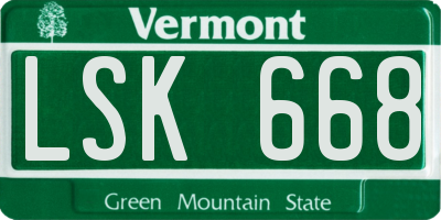VT license plate LSK668