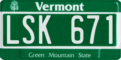 VT license plate LSK671