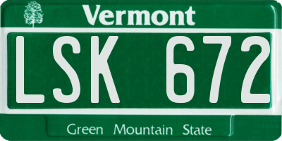 VT license plate LSK672