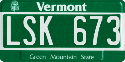 VT license plate LSK673