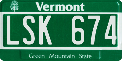 VT license plate LSK674