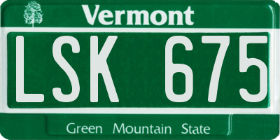 VT license plate LSK675