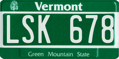 VT license plate LSK678