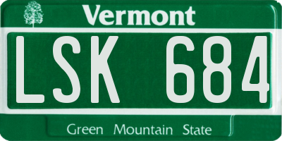 VT license plate LSK684