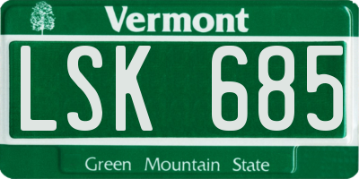 VT license plate LSK685