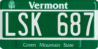 VT license plate LSK687