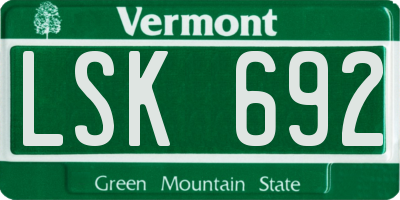 VT license plate LSK692