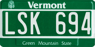 VT license plate LSK694