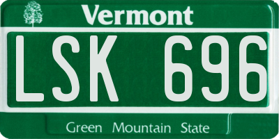VT license plate LSK696
