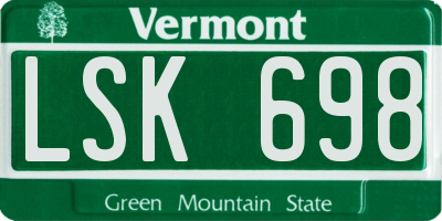 VT license plate LSK698
