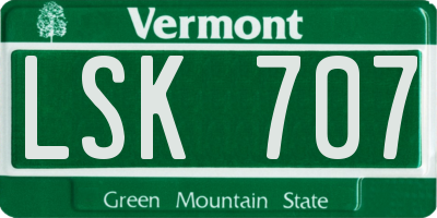 VT license plate LSK707