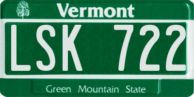 VT license plate LSK722