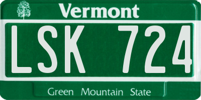 VT license plate LSK724