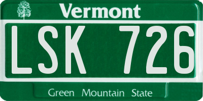 VT license plate LSK726