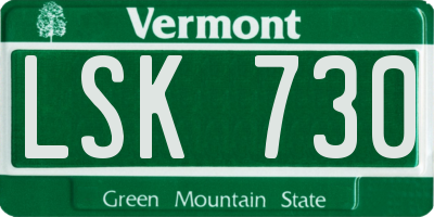 VT license plate LSK730