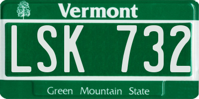 VT license plate LSK732