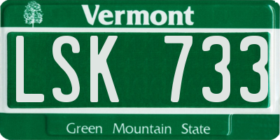 VT license plate LSK733