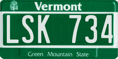 VT license plate LSK734