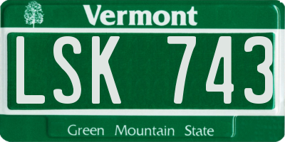 VT license plate LSK743