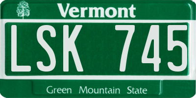 VT license plate LSK745