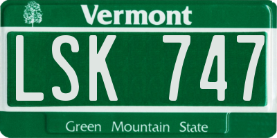 VT license plate LSK747