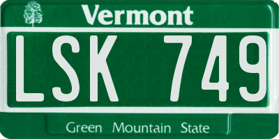 VT license plate LSK749