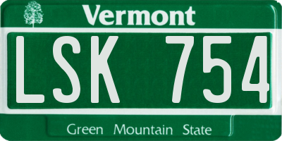 VT license plate LSK754