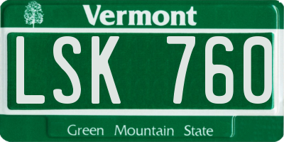 VT license plate LSK760