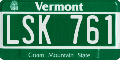 VT license plate LSK761