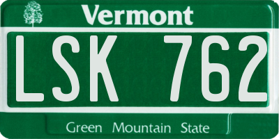 VT license plate LSK762