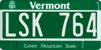 VT license plate LSK764