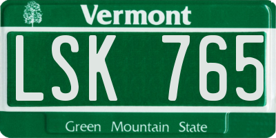 VT license plate LSK765