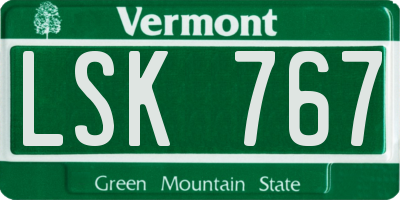 VT license plate LSK767