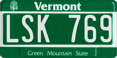 VT license plate LSK769