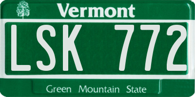 VT license plate LSK772