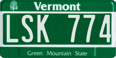 VT license plate LSK774
