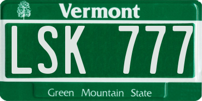 VT license plate LSK777