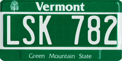 VT license plate LSK782