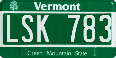 VT license plate LSK783