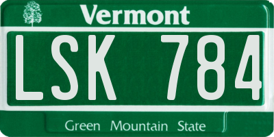 VT license plate LSK784