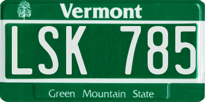 VT license plate LSK785