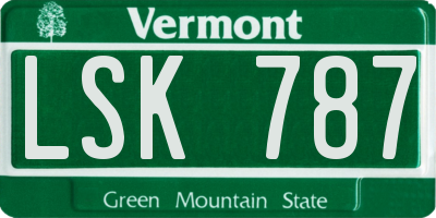 VT license plate LSK787