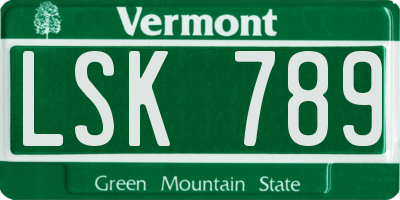 VT license plate LSK789