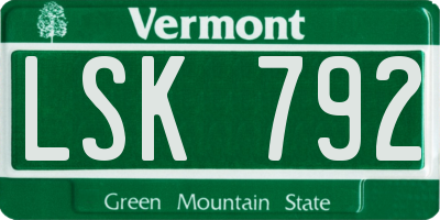 VT license plate LSK792