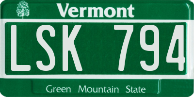 VT license plate LSK794