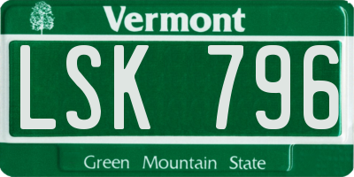 VT license plate LSK796