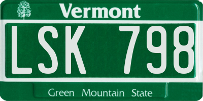 VT license plate LSK798