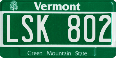 VT license plate LSK802